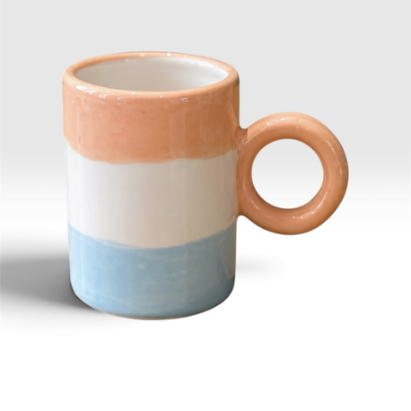 WAVE Espresso Fincanı, Pembe / Mavi, el yapımı seramik